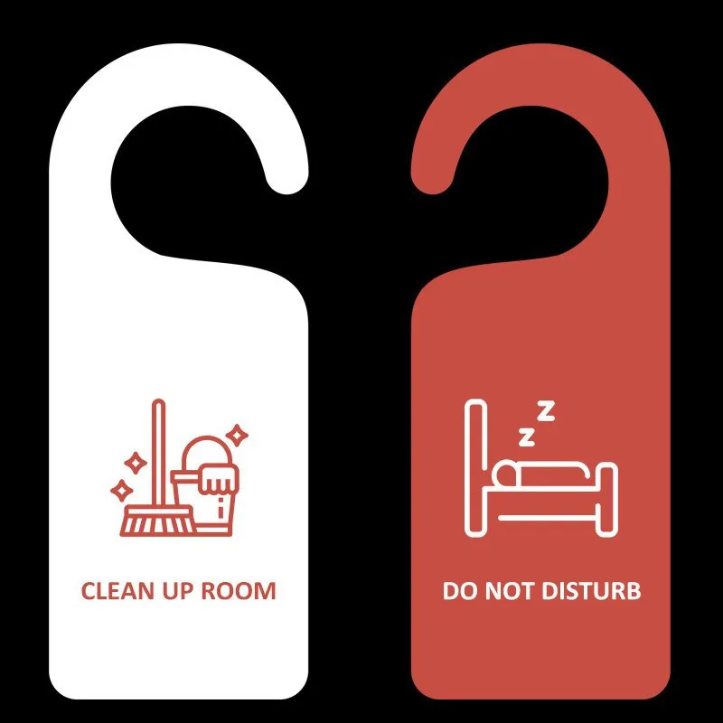 New 1pc PVC Do Not Disturb Door Sign Hanging Sign Shop Pendant Room Cleaning Double-sided Door Tags For Club Cafe Hotel