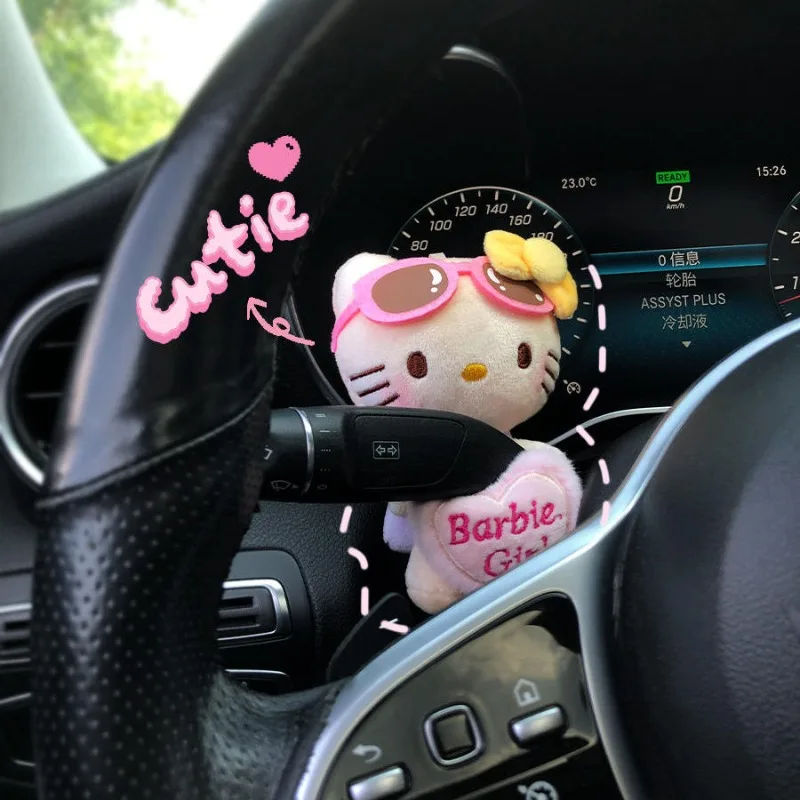 

Плюшевая кукла Hello Kitty для объятий в стиле аниме, милые Мультяшные Аксессуары для автомобилей Sanrio, декоративные украшения для дворника, поворотника, кукла для девочек, подарки
