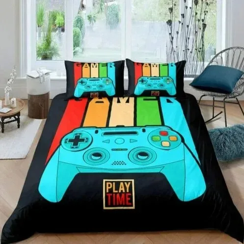 

Gamepad Comforter Cover Gamer Bedding Set Teens Video Game Duvet Cover for Youth Kids Boys Modern Game Controller Bedspread