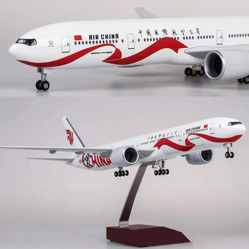 1/157 مقياس الطائرات B777 الهواء الصين نموذج الراتنج يموت الصب 47 سنتيمتر طائرة محاكاة لعبة الطائرات مع عجلة وأضواء مكتب الديكور
