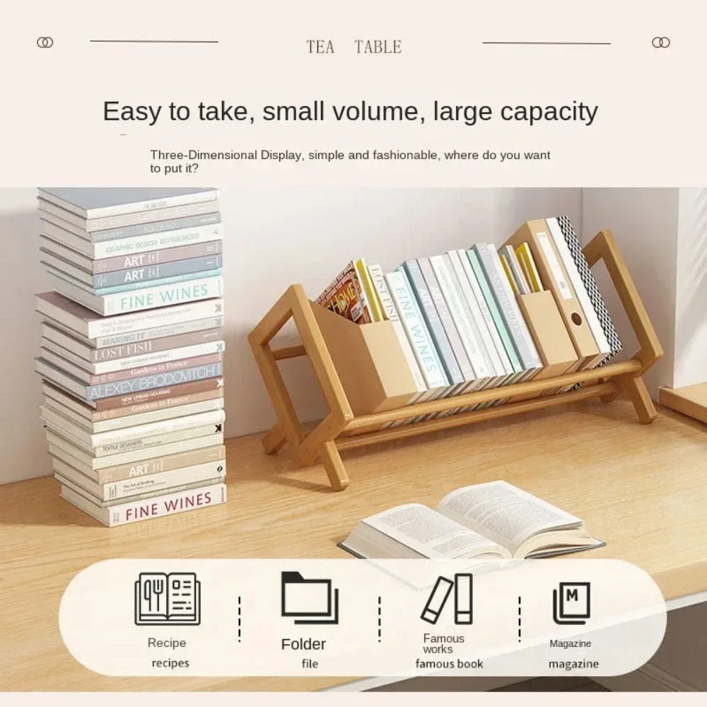 

Wood Desktop Utility Organizer Shelves Magazine Rack Simple Organizers Desk Books Stationery Book CD Storage Accessories Office