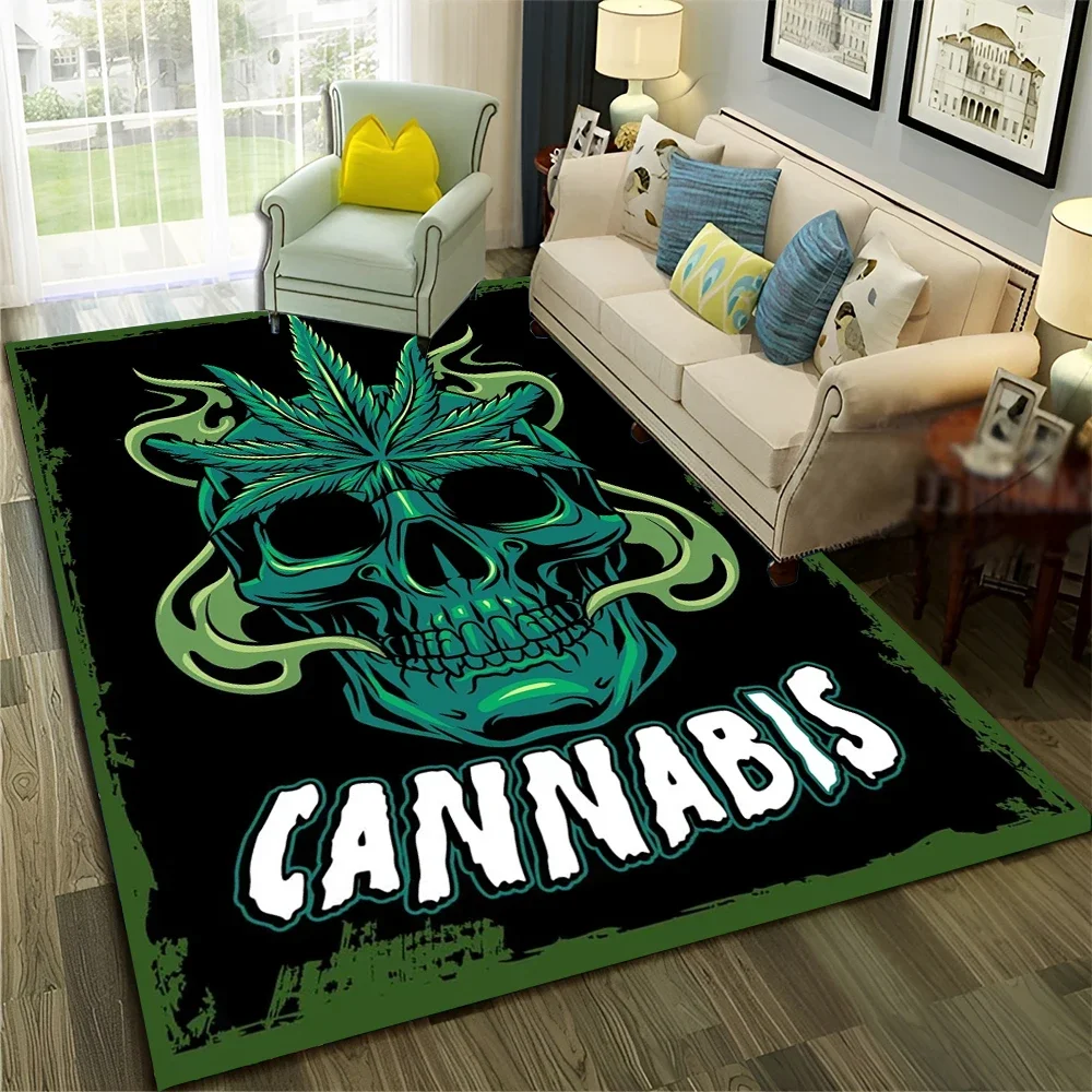 دخان القيقب الاعشاب النباتات الأخضر الموت الجمجمة السجاد البساط للمنزل غرفة المعيشة غرفة نوم أريكة ممسحة ديكور ، منطقة البساط عدم الانزلاق الكلمة حصيرة