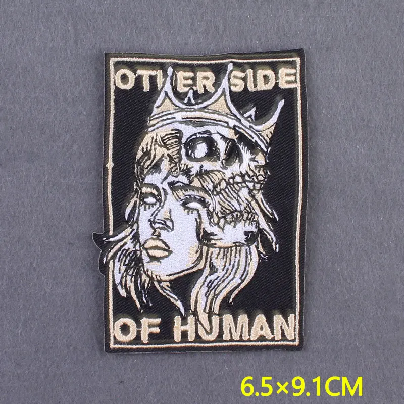 Horror Embroidery Patch Clothing thermoadhesive Patches On Clothes Skull Clothes Stripes Iron On Patches On Backpack Accessory