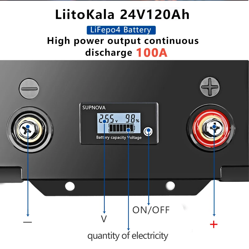 LiitoKala 24V 120Ah LiFePO4 akumulator litowo-żelazowo-fosforanowy za wymianę większości zasilanie awaryjne magazynów energii w domu bez podatku