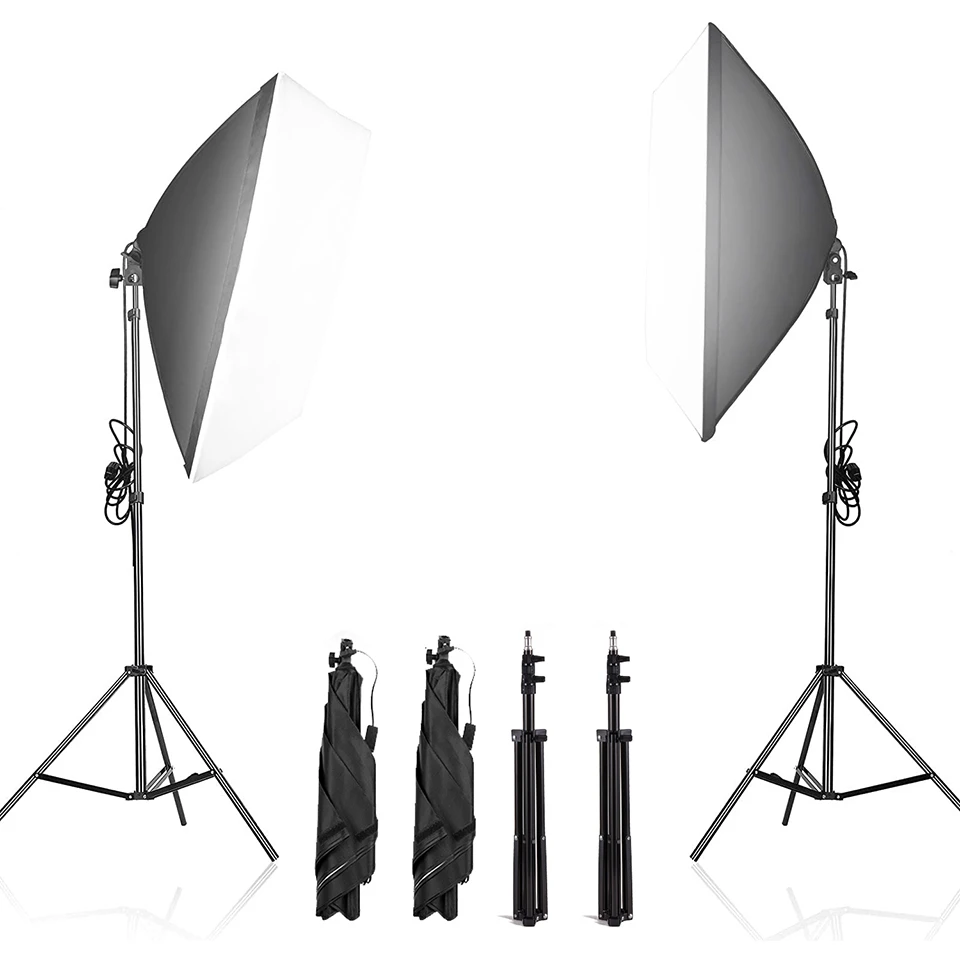 Photography Soft Box Continuous Light System Softbox Studio Photo Lighting Kit With E27 Socket For Portrait Streaming Shooting