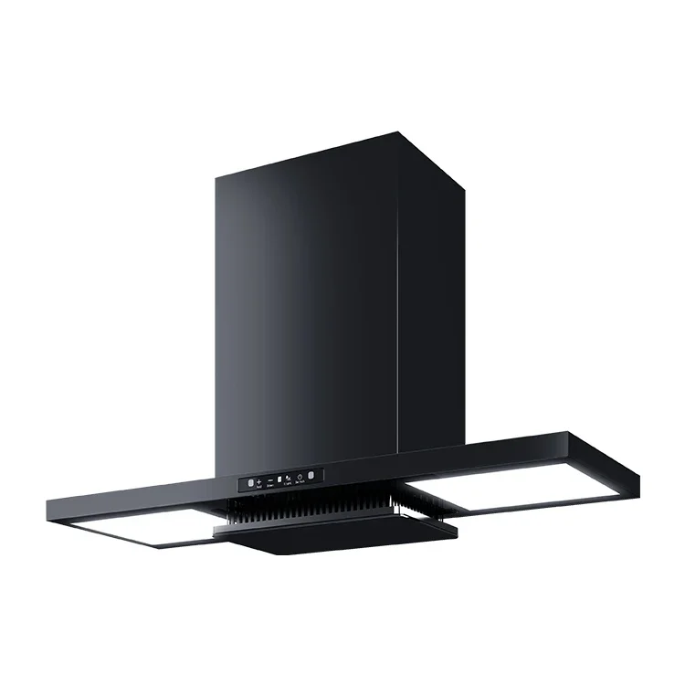 Multifunctional household space-saving anti-fouling black top suction range hood