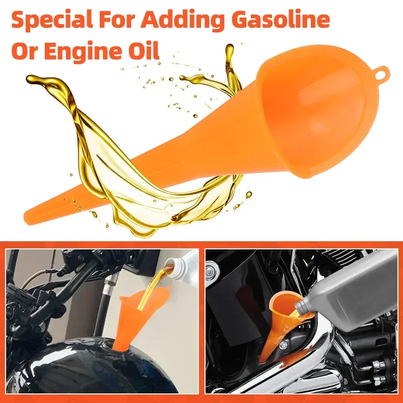 1Pcs Car Long Stem Funnel Gasoline Oil Fuel Filling Tool Anti-splash Plastic Funnel Motorcycle Refueling Tool Auto Accessories