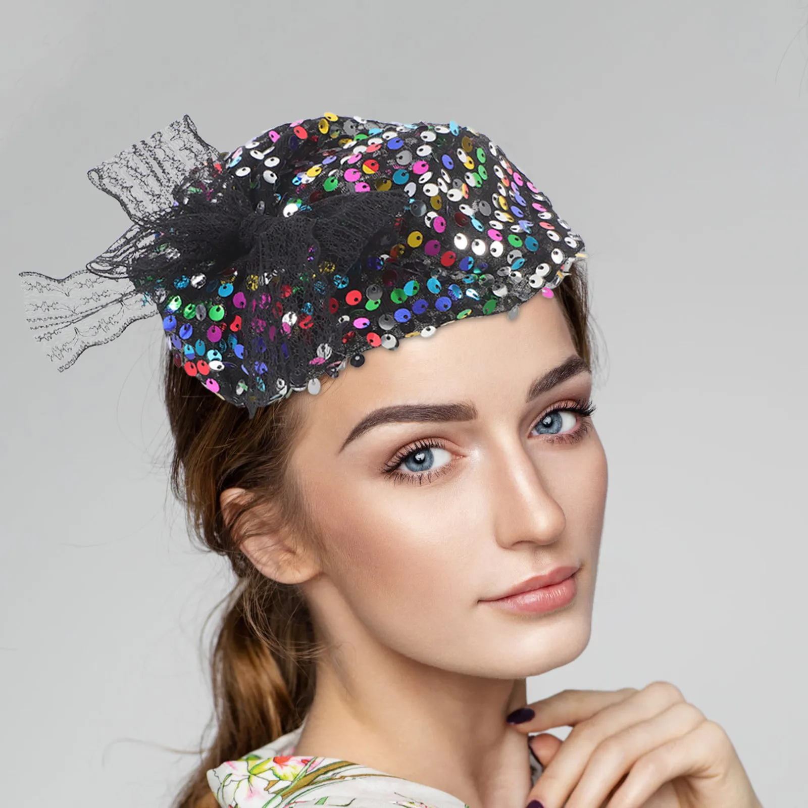 Sequin Fish Scale Fascinator Headband for Women – Elegant Wedding, Party & Tea Party Hair Accessory