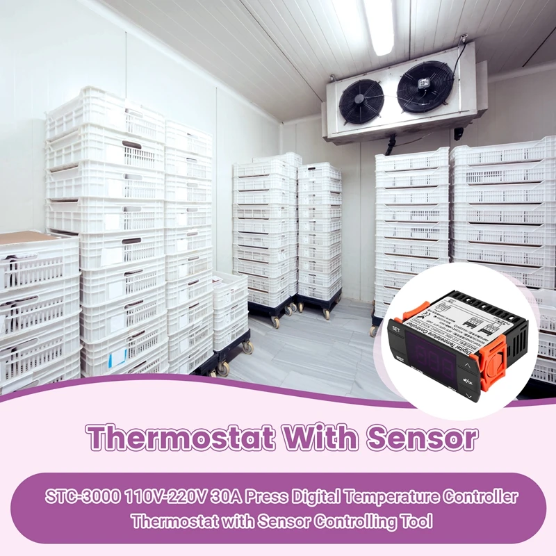 STC-3000 110V-220V 30A Press Digital Temperature Controller Thermostat With Sensor Controlling Tool