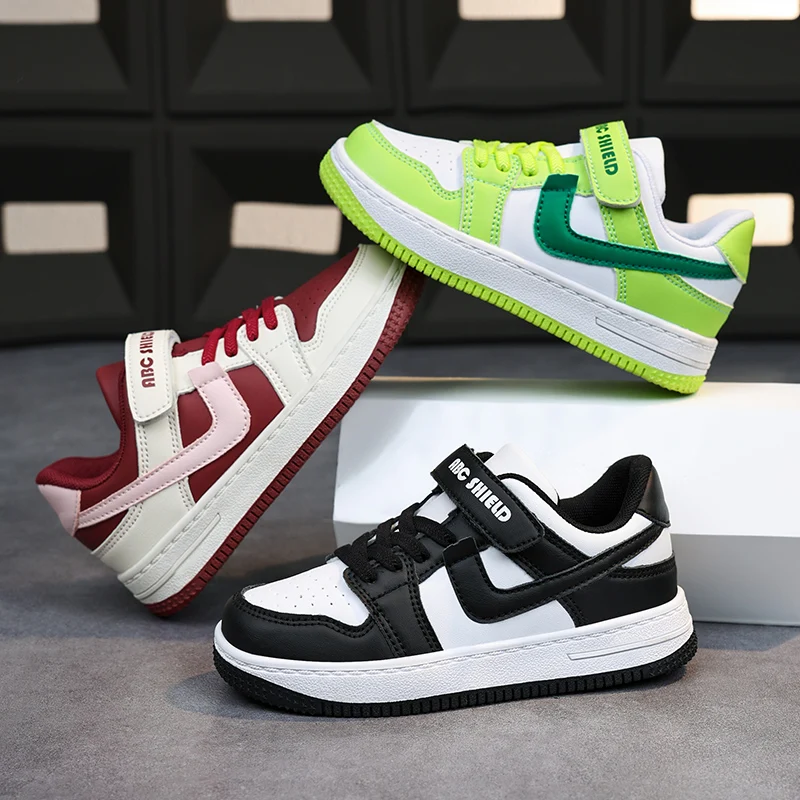 

New popular spring leather fashionable low top board shoes for children