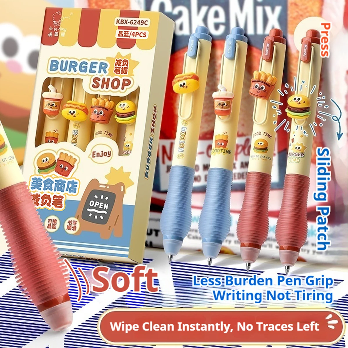 أقلام جل قابلة للمسح، 4 عبوات سريعة الجفاف 0.5 مم، أقلام ذات طرف رفيع باللونين الأسود والأزرق للوازم المدرسية والمكتبية، هدية قرطاسية للكتابة بسلاسة