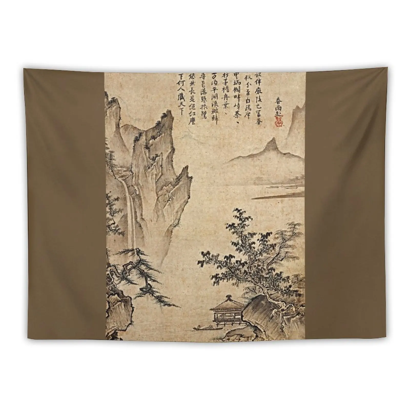 

Landscape with Pavilion (Restored Japanese Artwork) Tapestry Things To The Room Room Decoration Korean Style