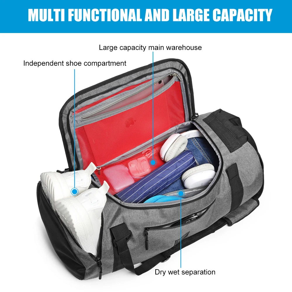 1PCS Gym Bag for Men & Women with Shoe & Wet Compartment - Duffle Bag for Travel, Sports, Fitness & Workout