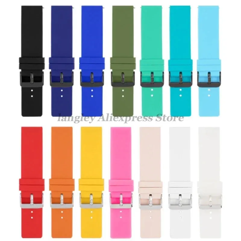 Silicone Strap Sport Watch Straps 12mm 14mm 16mm 18mm 20mm 22mm 24mm for Huawei Watch Gt3/Gt4 Waterproof Soft Rubber Smart Band