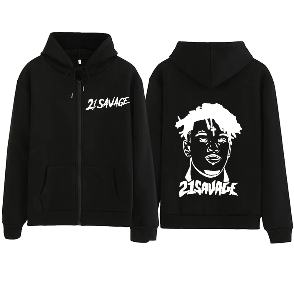 

American Dream 21 Savage 2024 Zipper Hoodie Harajuku Pullover Tops Streetwear Music Fans Gift V-Neck Sweatshirts