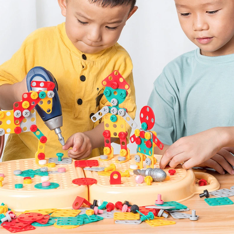 

Children screw screw, toy boy, puzzle, disassembly, assembly, repair, electric drill tool box, manual assembly