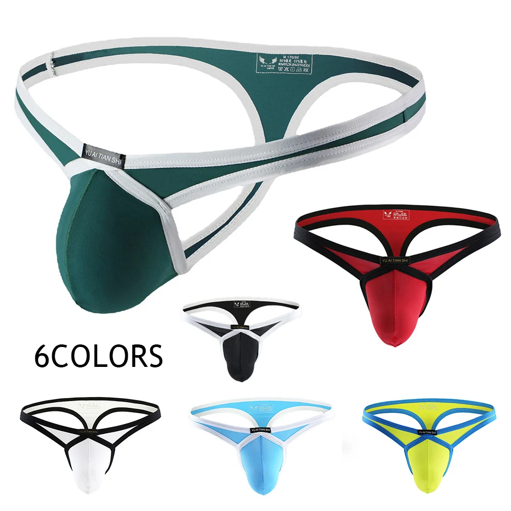 Tangas sexis con espalda en T para hombre, bragas transpirables con bulto, calzoncillos en Tanga, ropa interior cómoda, bragas de Bikini elásticas, lencería