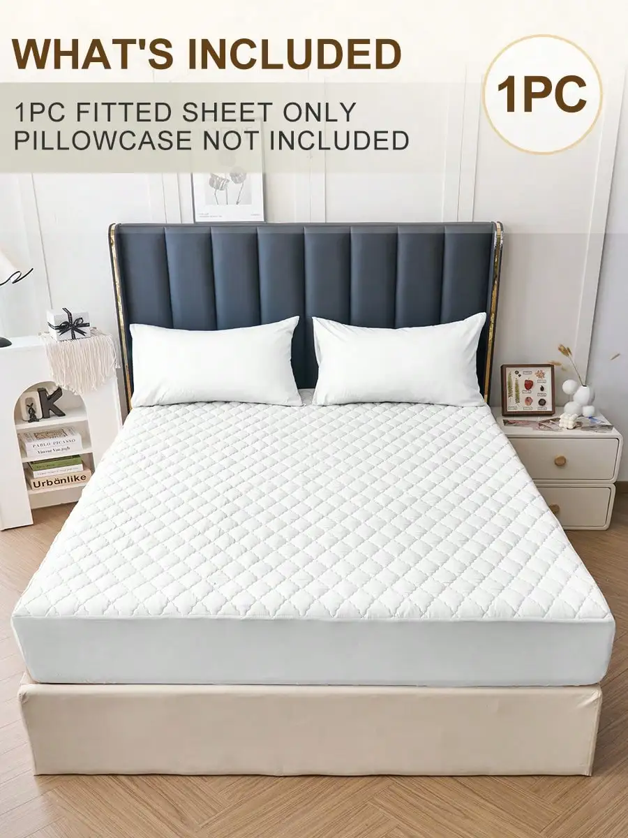 1pc Waterproof Fitted Sheet, Bedding, Mattress Protector, Breathable & Comfortable, Plaid Pattern, Fits 8-12