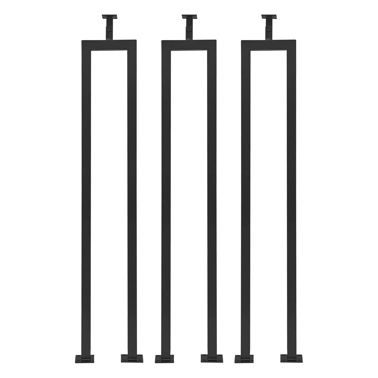 3 قطع من درابزين الدرج، درابزين سلالم على شكل حرف U مقاس 36 بوصة مع دعامة علوية قابلة للتعديل للدرج الداخلي (أسود) #4