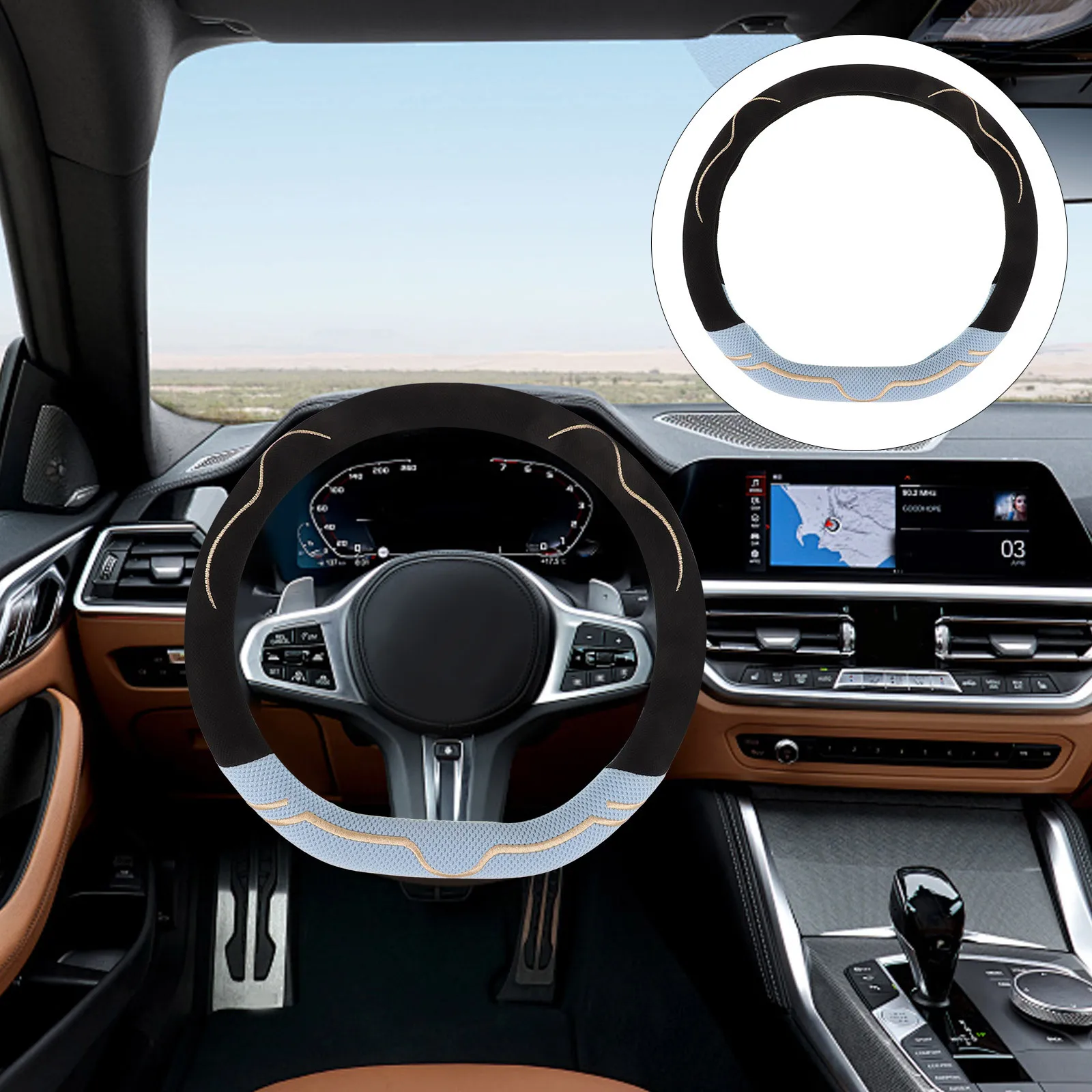 

Universal Stretch Steering Wheel Cover Cooling Nonslip Car Steering Cover Summer Protector Auto Interior Accessory