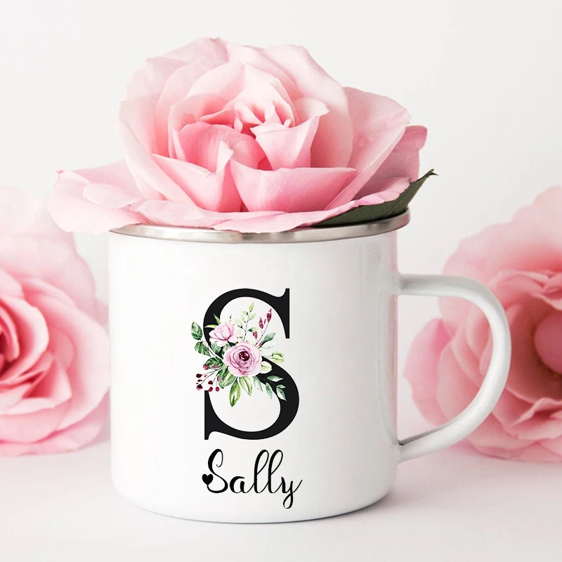 Personalized Mug Floral Initial Name Cup Custom NameTea Coffee Hot Chocolate Mug Bride Bridesmaid Mothers Day Gift for Her