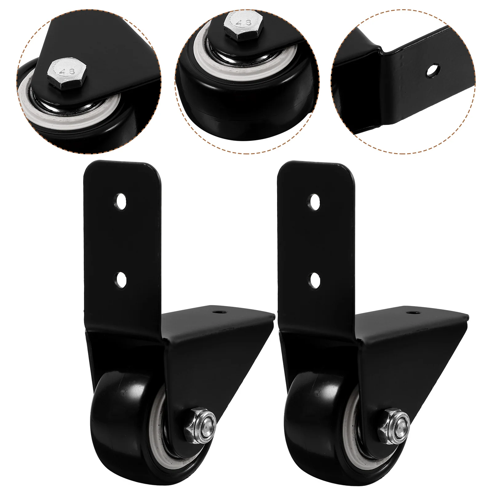 2 Pcs Universal Wheel Caster Wheels Heavy Duty Casters Workbench Furniture Polyurethane Rubber Stainless Steel for Appliances