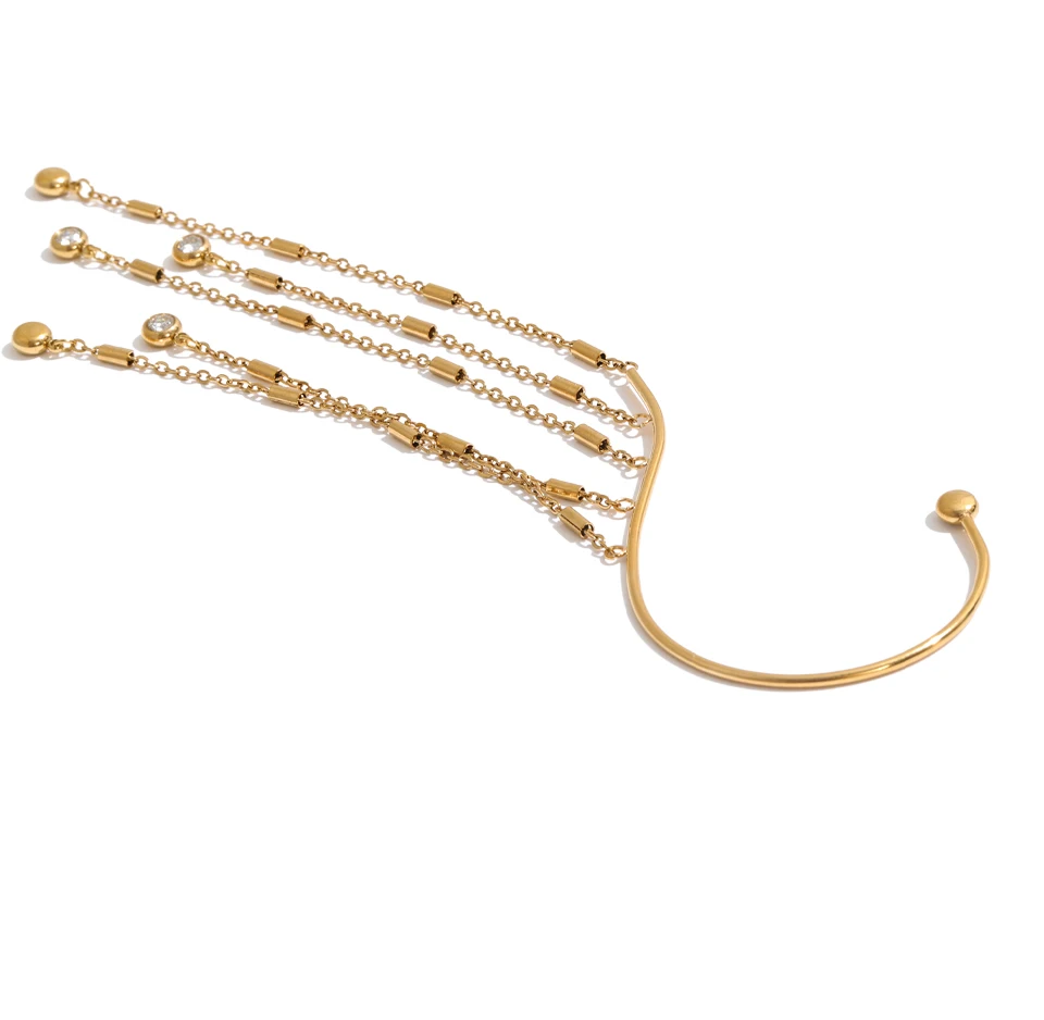 Yhpup Edelstahl-Ohrhaken-Ohrringe mit Zirkonia, lange Quastenkette, elegante Neuheiten im Schmuckbereich – Detail 3
