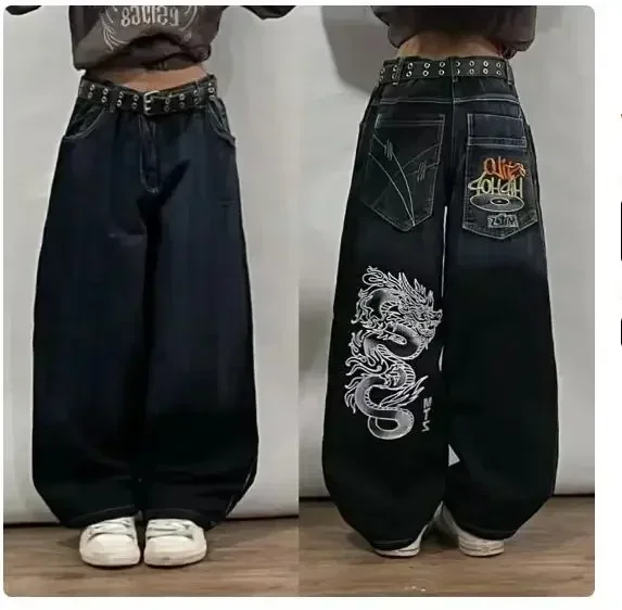 Jean large gothique pour femme, pantalon large, streetwear hip-hop américain, vintage PO gy, Harajuku high audiY2K, nouveau, 2024