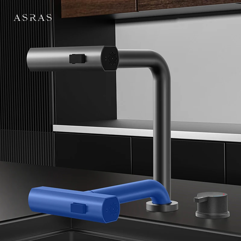 New Kitchen Lifting Faucet Waterfall Flying Rain Faucet Hot And Cold Water Independent Switch Pull Out Kitchen Faucets