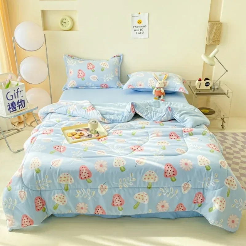

waxy small cotton Korean version summer cool quilt four-piece set breathable thin summer quilt four seasons quilt core kit