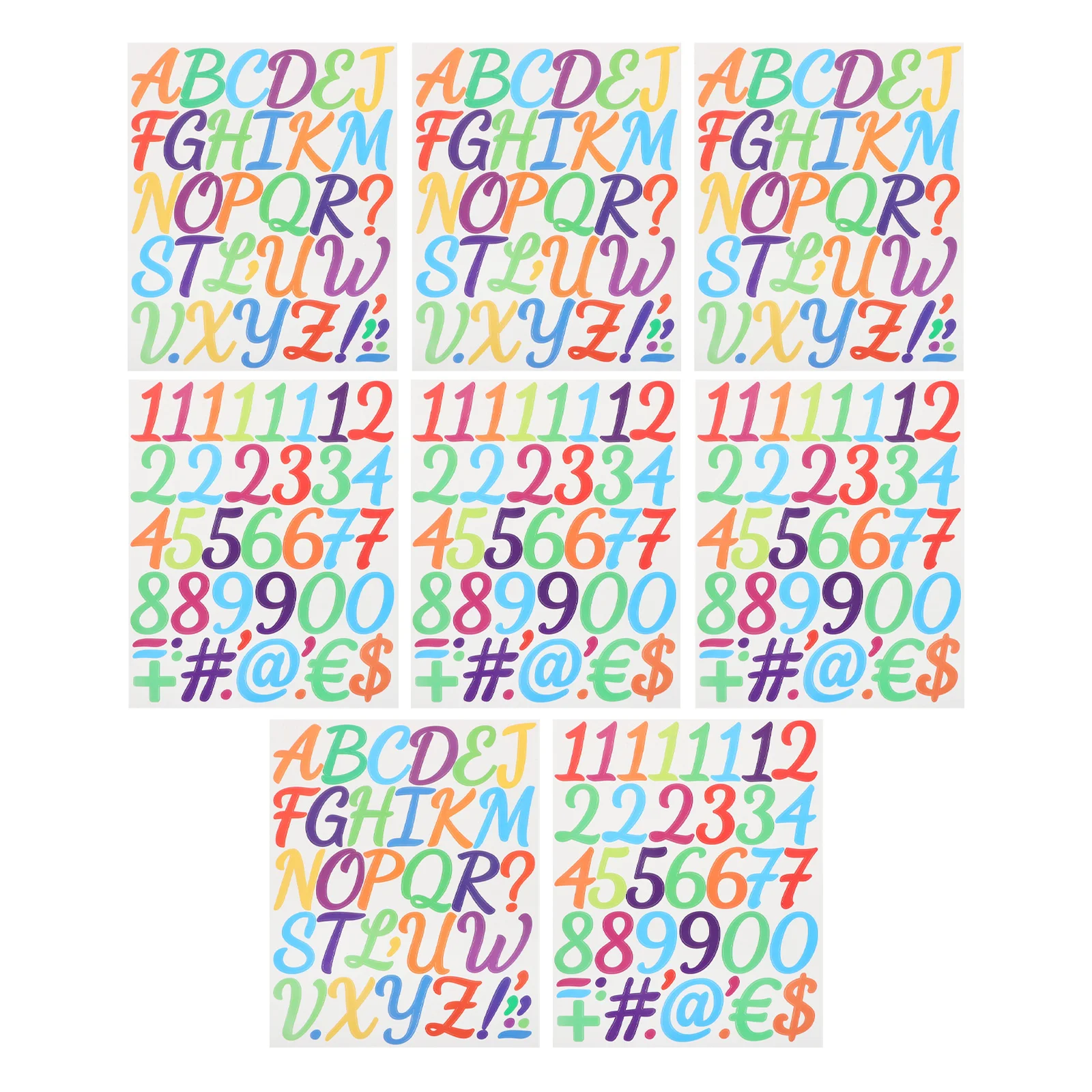 

8 Sheets Alphabet Number Stickers Colored Vinyl Self Adhesive Letters for DIY Crafts Scrapbook Decor Labeling Alphabet Stickers