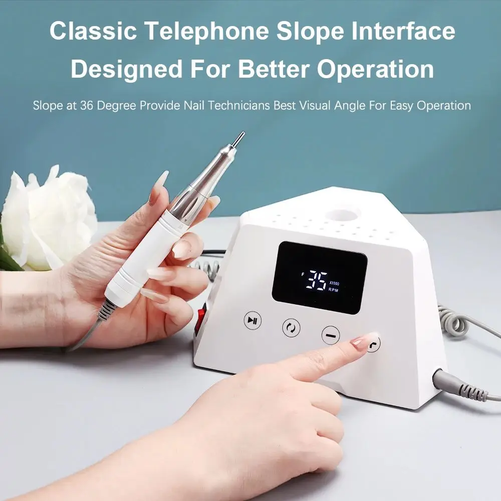 Perceuse à ongles sans noyau 35000 tr/min, perceuse électrique 65W, support de bureau Portable, conception, utilisation de manucure et pédicure