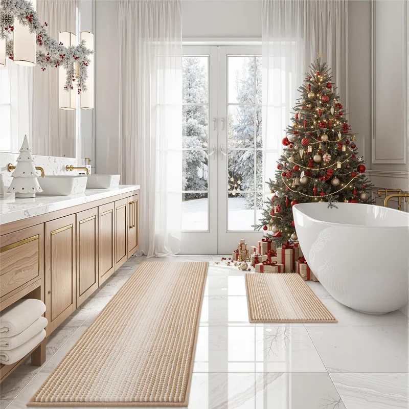 

Bathroom Rugs and Mats Sets, 2 Piece Thick Absorbent Chenille Machine Washable