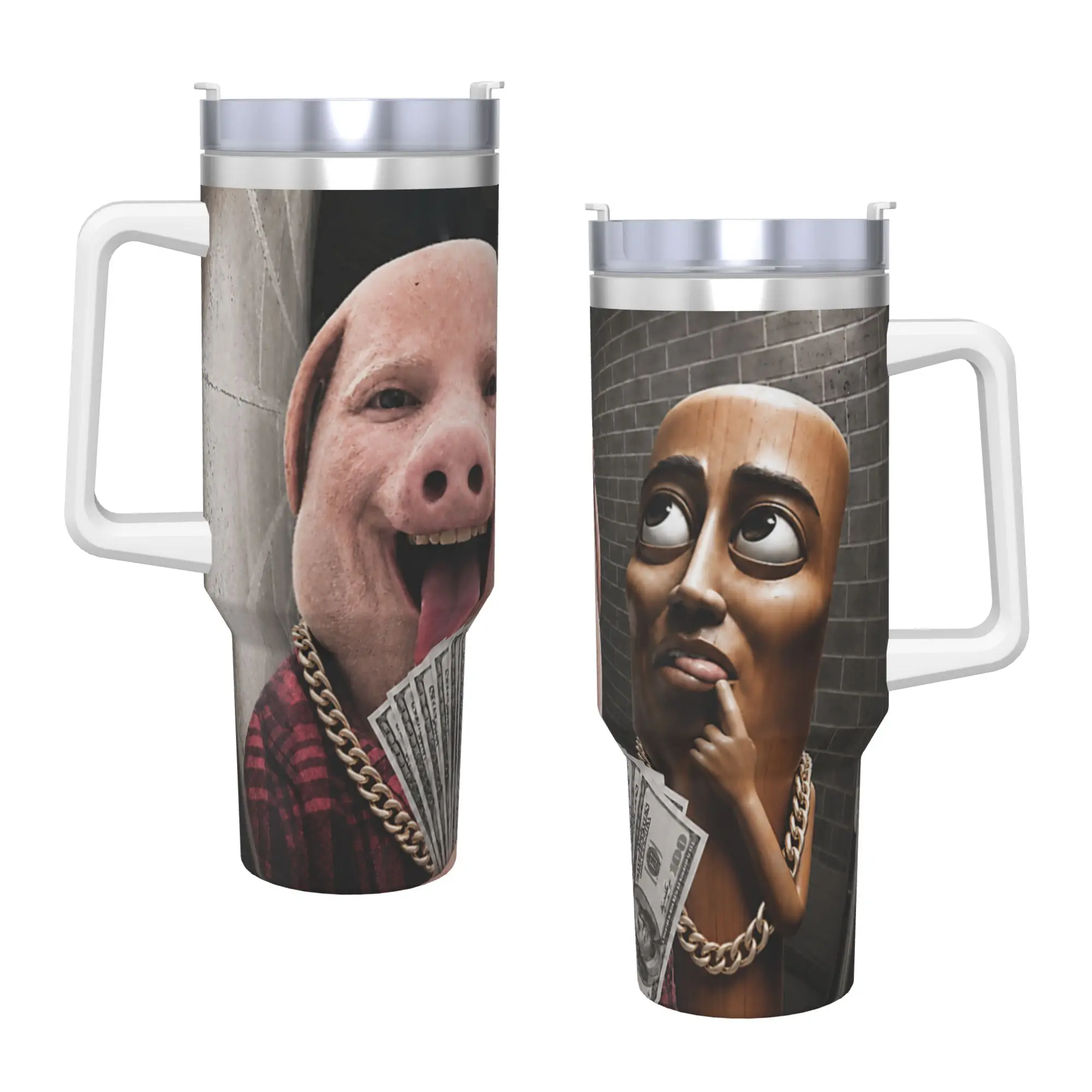 Tung Sahur There is Motion At Your Front Door Brainrot Meme Tumbler Hot Drinks Water Bottle Leakproof Stainless Steel Coffee Mug