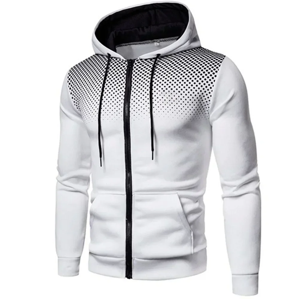 Mens Coat RoundDot Casual Hooded Tracksuit Fashion Versatile Tops Sport Fitness Jogging Outdoors Zipper Jacket Business Clothing