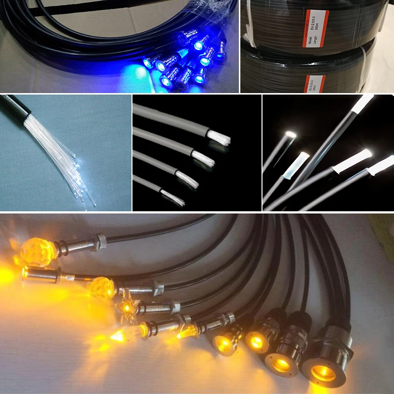 

Buried fiber optic, including black leather tail end bright pmma pool ambient light, guide fiber optic cable