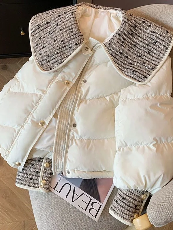 

2026 New Women's ort Thiened Cotton Jaet Doll Collar Warm Winter Outerwear Lightweight Design Sense Small ence