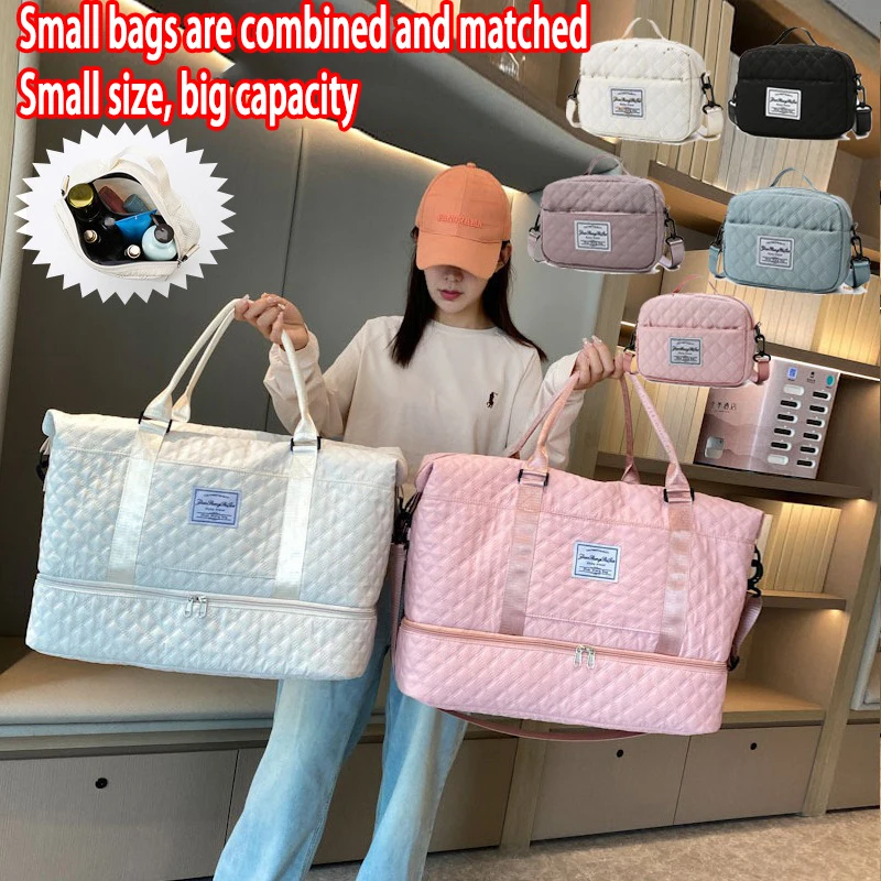 Foldable Travel Bag Makeup Tote Bag Can Be Expanded For Large Capacity Business Trips Wet And Dry Separation Swimming Gym Bag