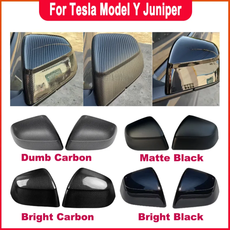 

For Tesla Model Y Juniper 2025 Side Mirror Cover Carbon Fiber Look ABS Rearview Mirror Protective Cover Exterior Car Accessories