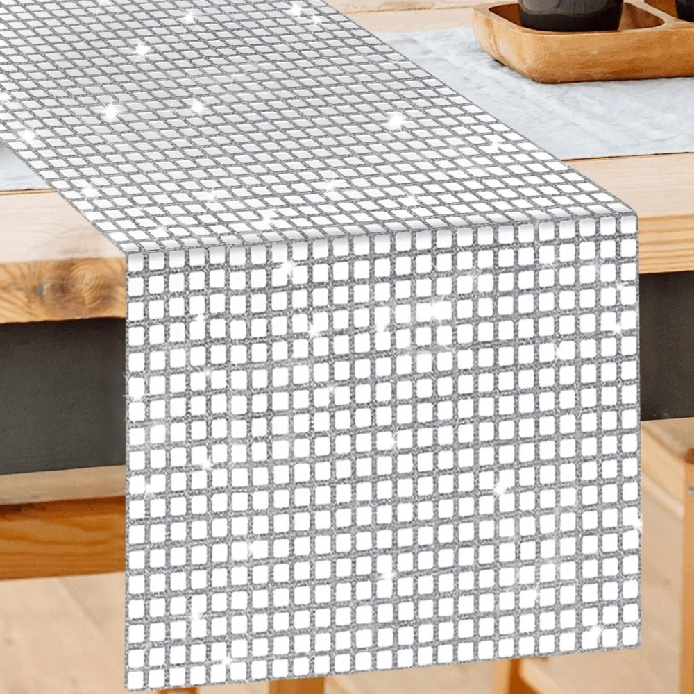 Unique Glitter Disco Table Runner Sequin European Style Tablecloth Mirror Design Dining Table Decoration Wedding