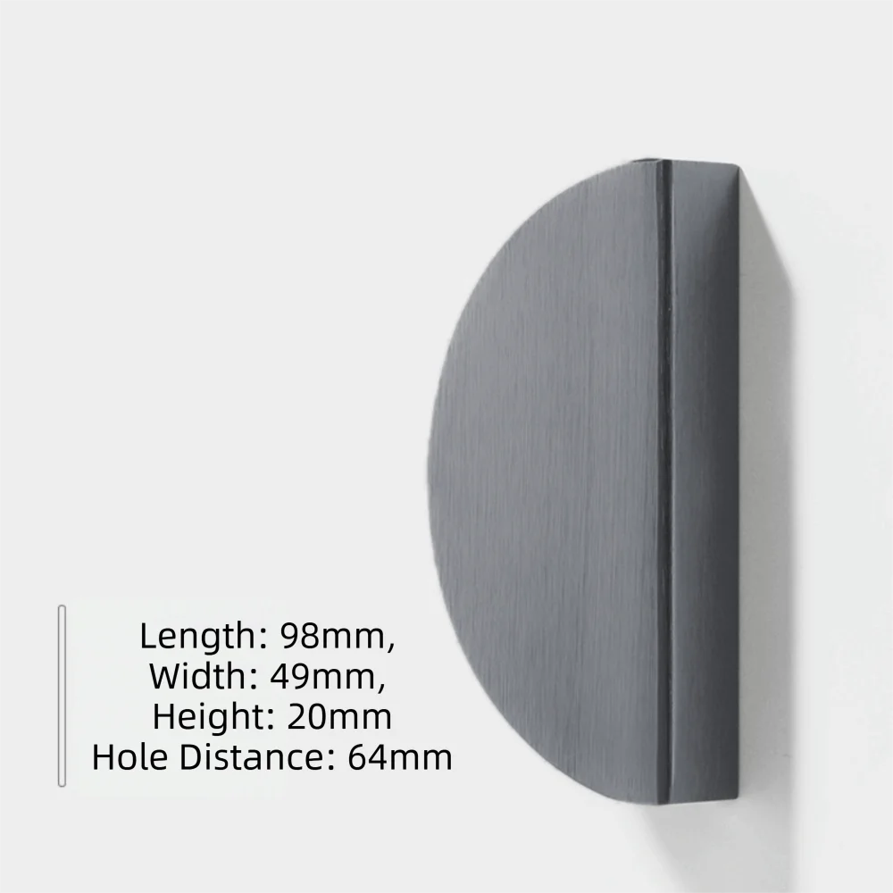 Triangle Shape Cabinet Door Handle Semi-circle Design American Style Black Furniture Drawer Knob Embedded