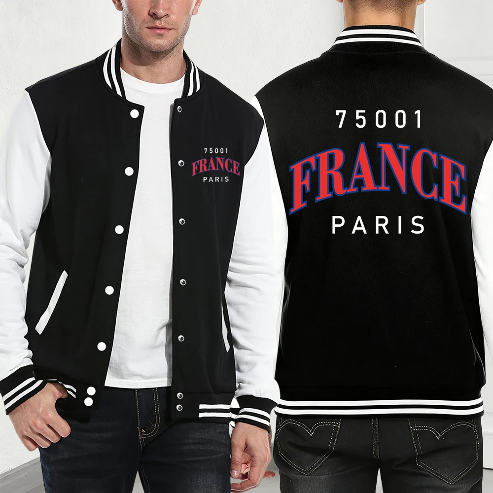 

France Paris Letter Printing Jackets Mens Autumn Casual Baseball Jersey Fashion Basics Pocket Coats Fleece Warm Loose Clothes
