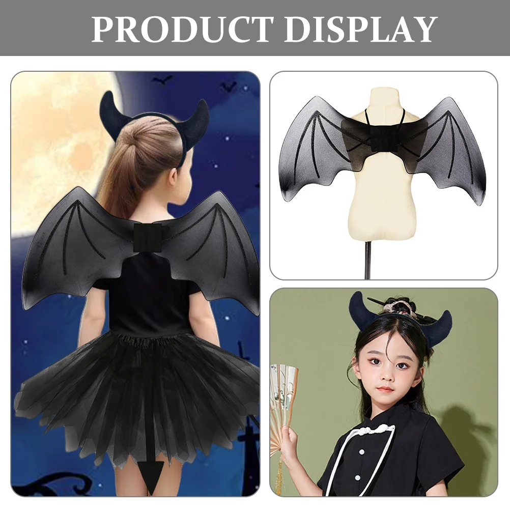 مجموعة أزياء تنكرية بطابع الشيطان، إكسسوارات حفلات الهالوين للأطفال، مجموعة أزياء الشيطان لعصابة الرأس
