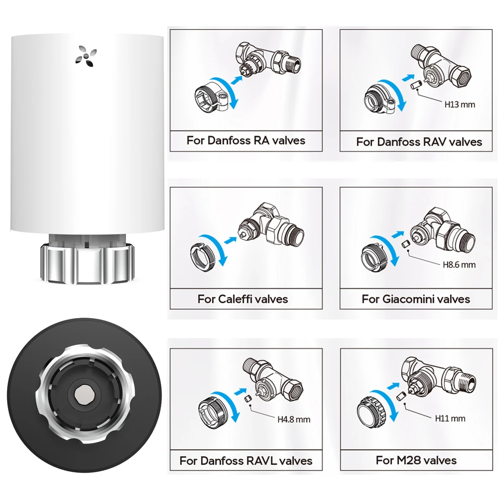 Válvula termostática programable Tuya Smart ZigBee, actuador de radiador TRV, controlador de temperatura remoto por aplicación, compatible con Alexa