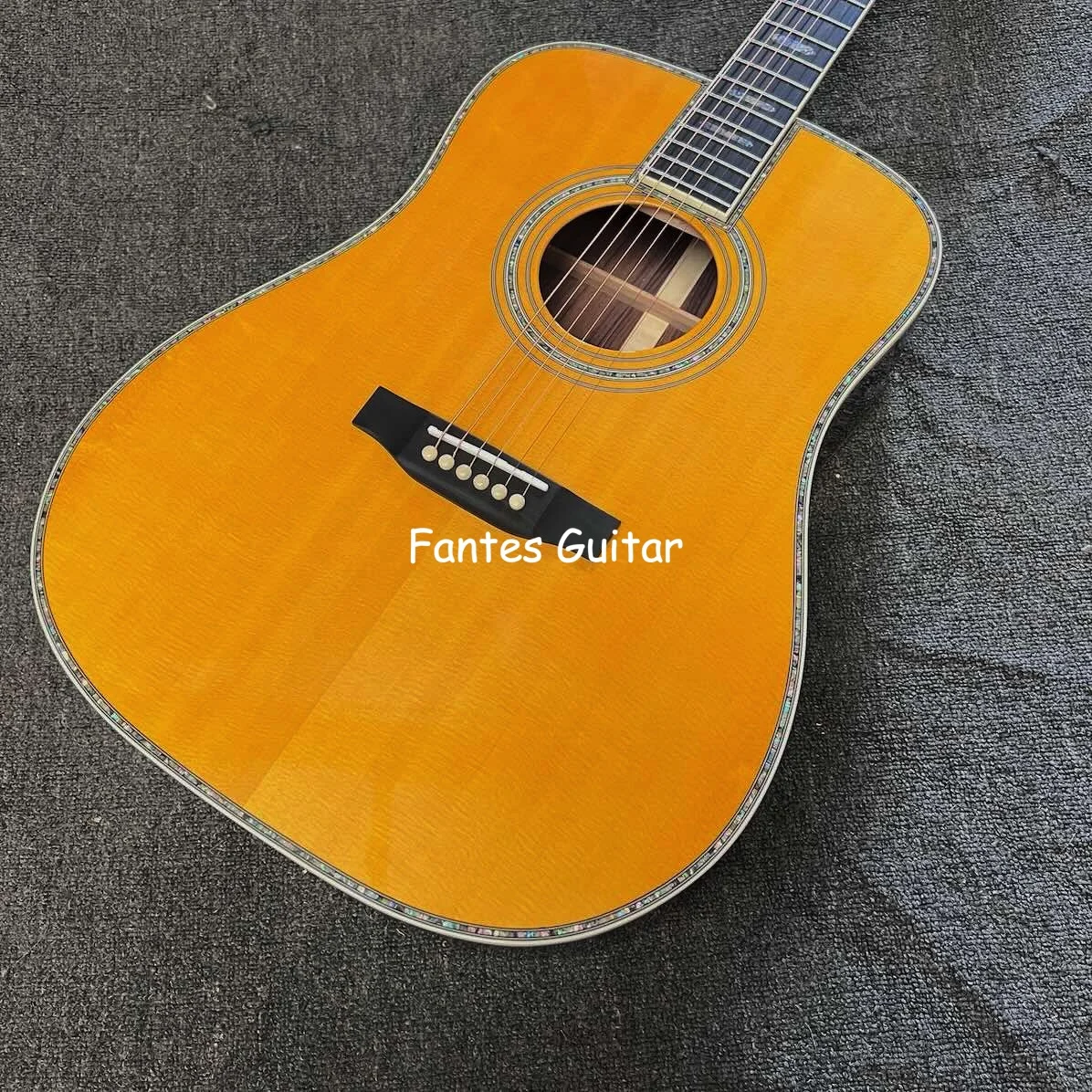 Fantes 41 Inch Natural Yellow SOLID Indian Rosewood Back Side Dreadnought Folk Classic Acoustic Guitar