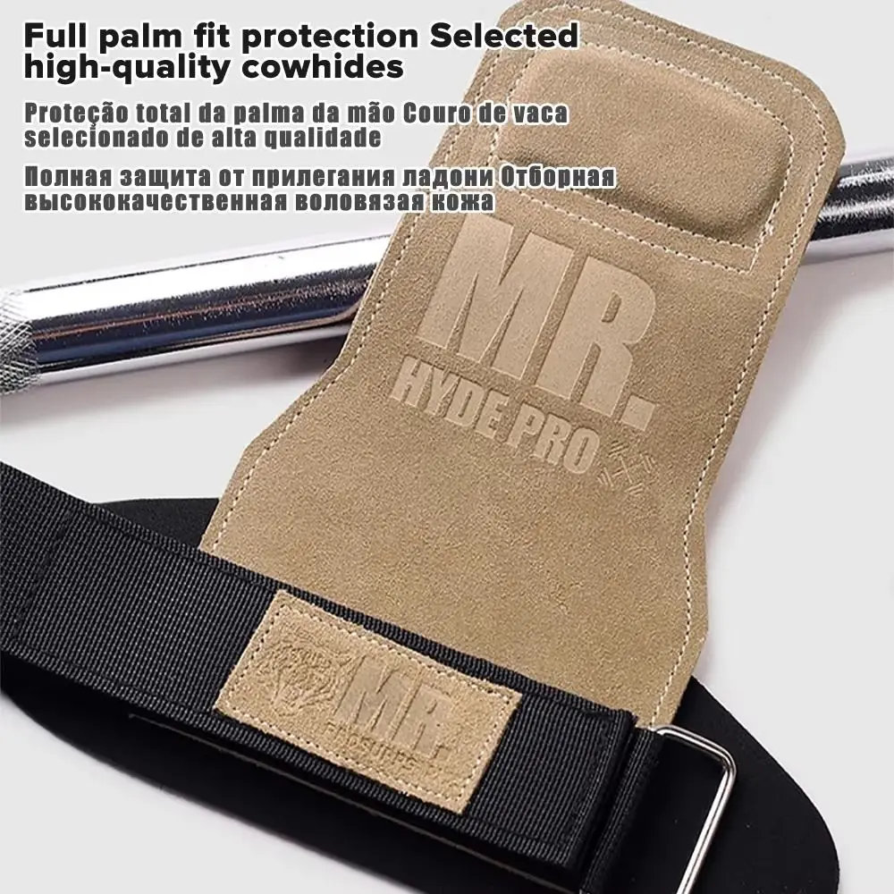 1 Pair SBR Fitness Power Straps Leather Non-slip Weightlifting Wrist Straps Wear-resistant Durable Deadlift Power Straps