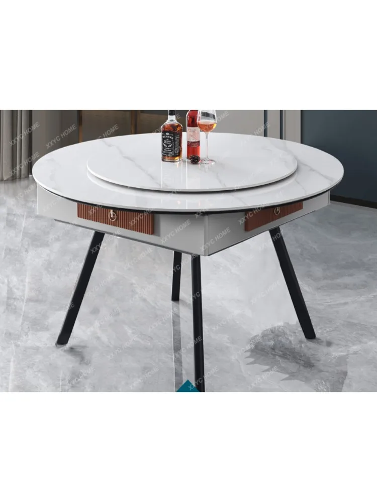 Solid Wood Mahjong Table Automatic Mahjong Machine Multi-Function Dining Table Dual-Use Mute Stone Plate Round Table