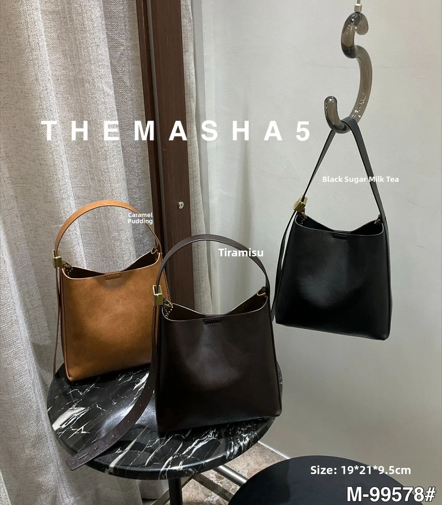 

Fashionable Bucket Bag Leather Single Shoulder Bag Versatile Crossbody Bag Commuter Bag M&SHA the MASHA 5 British Style Handbag