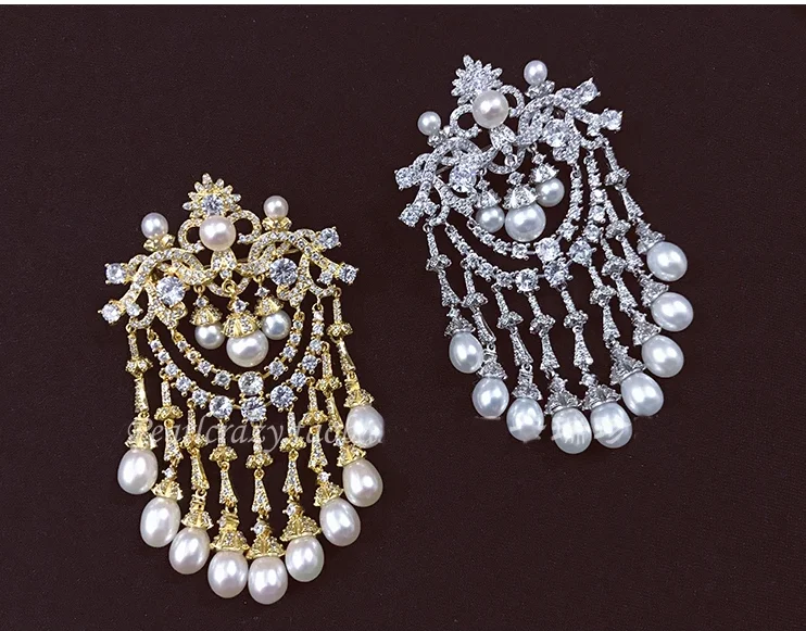 

Freshwater pearl white DROP Vintage Brooch for woman gift Fashion Jewelry Clothes Decoration