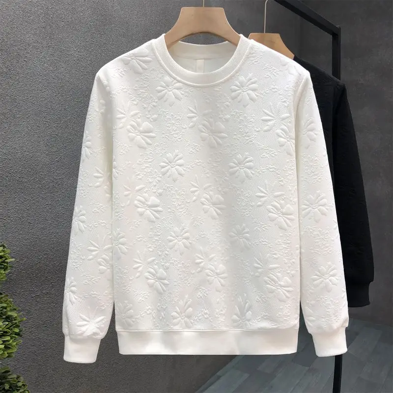 

Осень-зима 2024, новые мужские топы, высококачественная жаккардовая модная толстовка, мужская ранняя осень, базовая рубашка с круглым вырезом и длинными рукавами